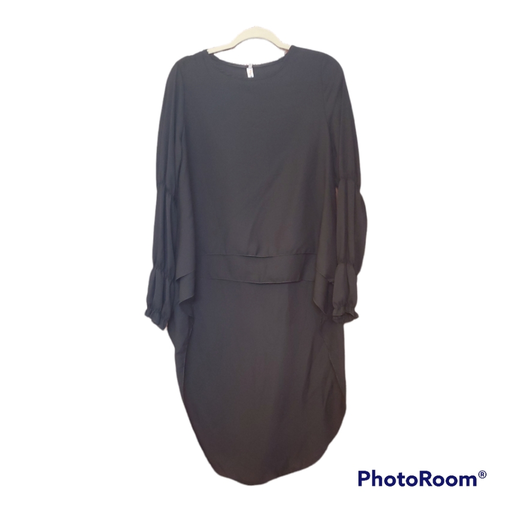Black chiffon high low top